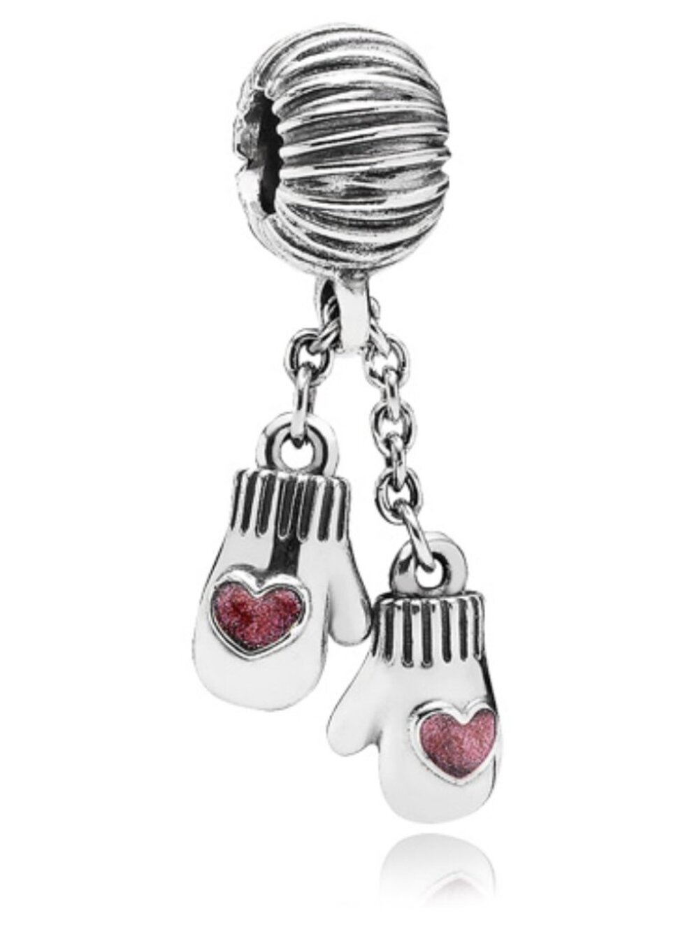 PANDORA Winter Mittens Dangle Charm Authentic Sterling Silver Red Enamel